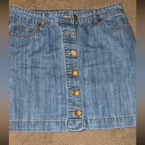 Denim Button-Front Skirt